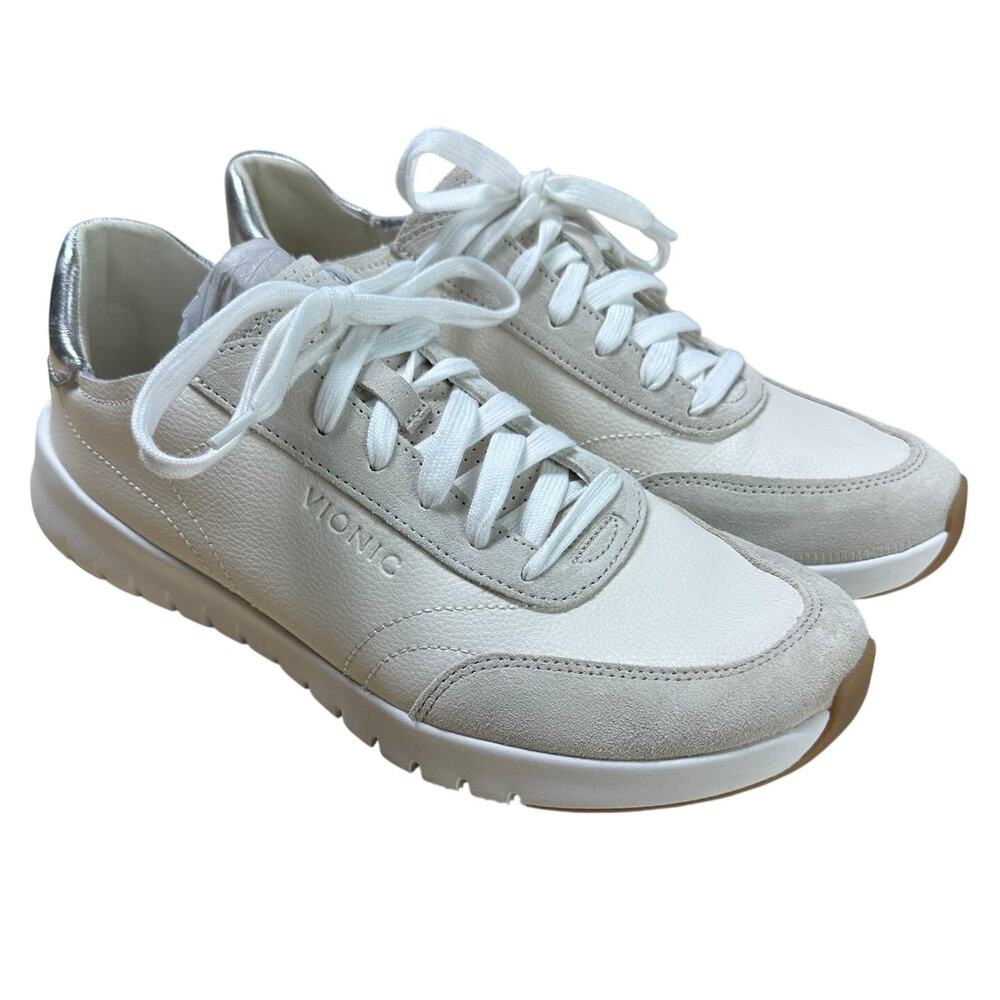 Vionic Uptown Sneaker Ivory Leather DAMAGED Women's Size 11 Used Condition